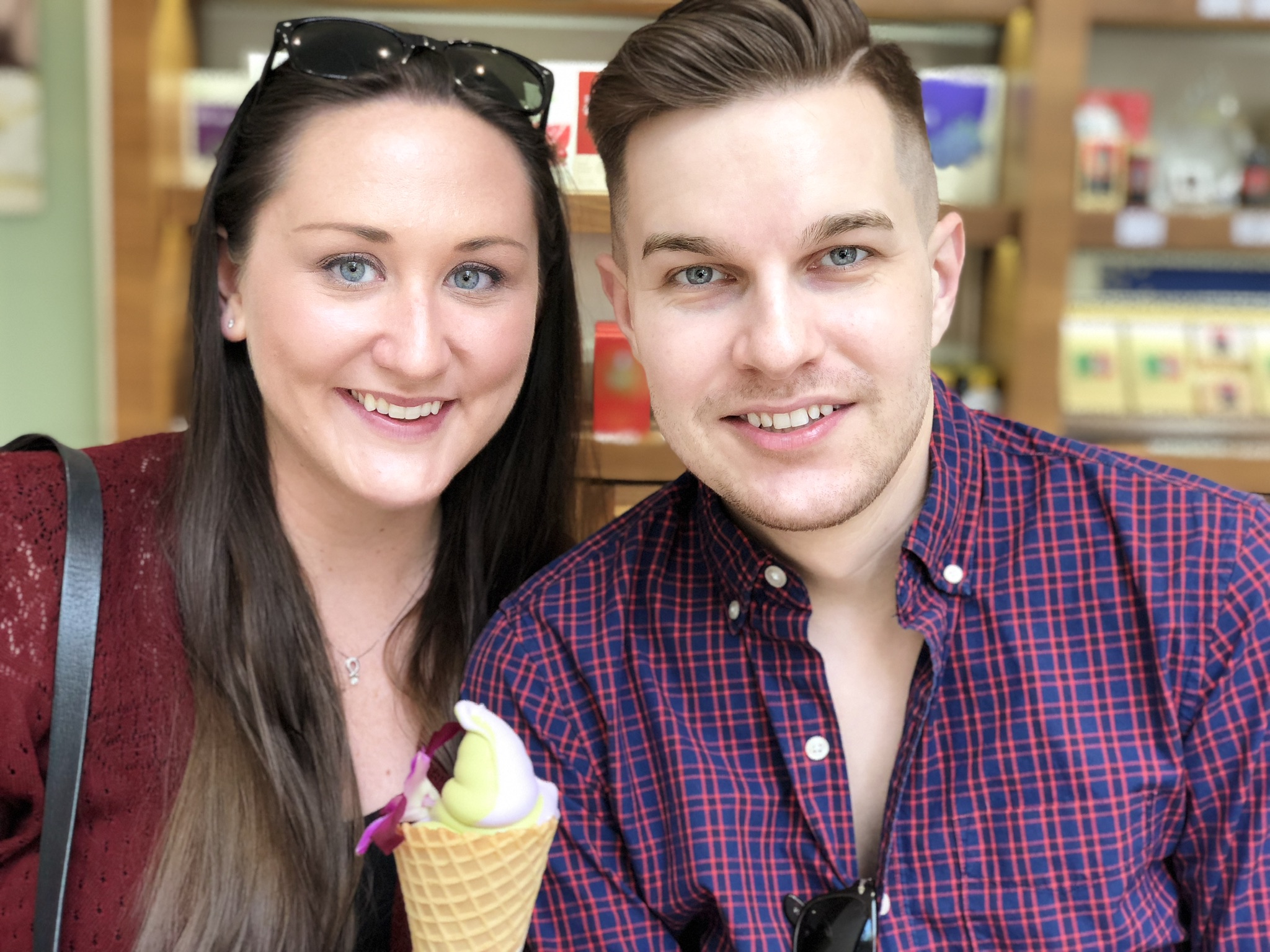 Tyler and his spouse Rachel enjoy ice cream after successful treatment for pectus excavatum.