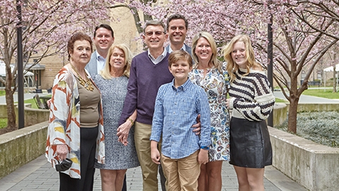 Jennifer’s family was by her side as she reunited with Judith Cianci (left), her former transplant coordinator at NYP/Columbia. (Image courtesy of NYP)